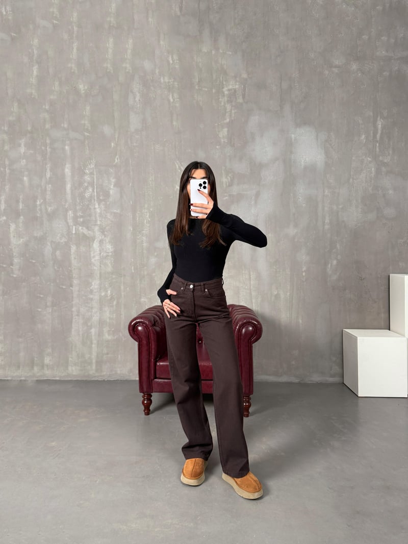 Revin Acı Kahve ZR Model Wide Leg Jean