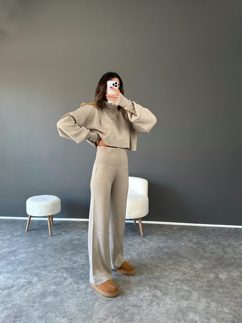 Li Vizon Crop Pantolon Triko Takım 