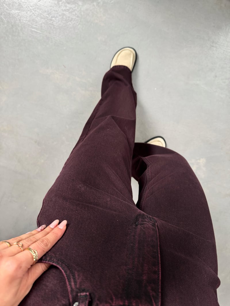 Targi Bordo Yüksek Bel Wide Leg Jean
