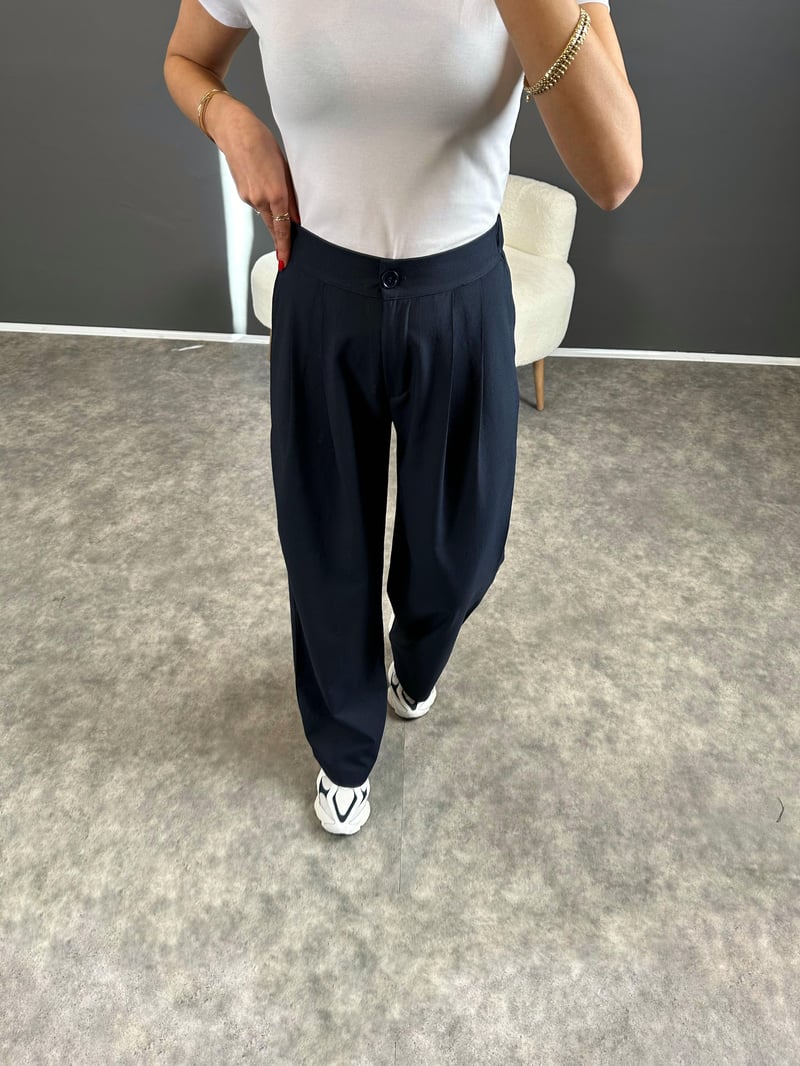 Pascal Lacivert Beli Lastikli Pantolon