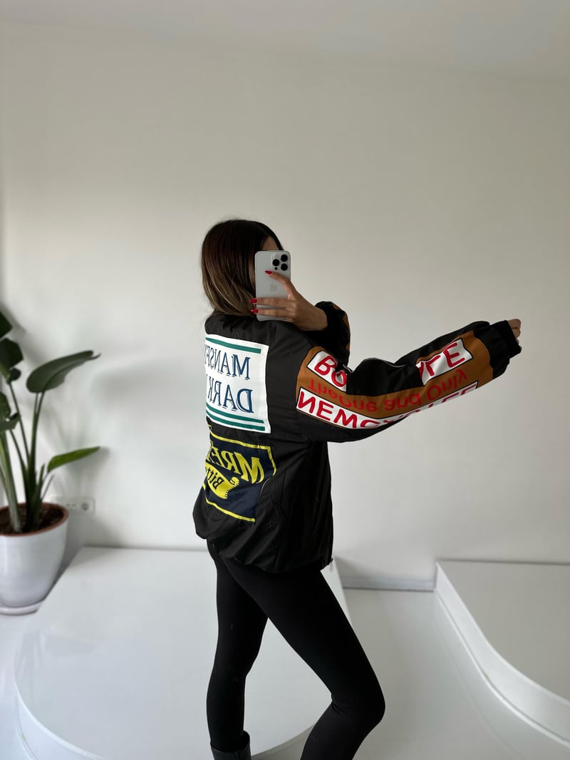 Arkası Baskılı Oversize Mevsimlik Bomber Mont