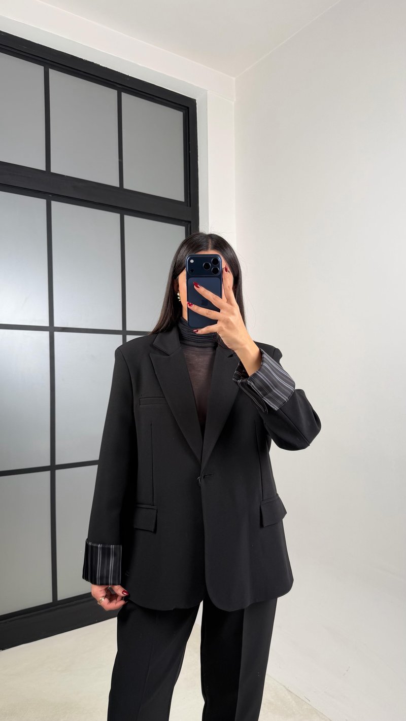 Siyah Vatkalı Astarlı Blazer Ceket GAUS-00729