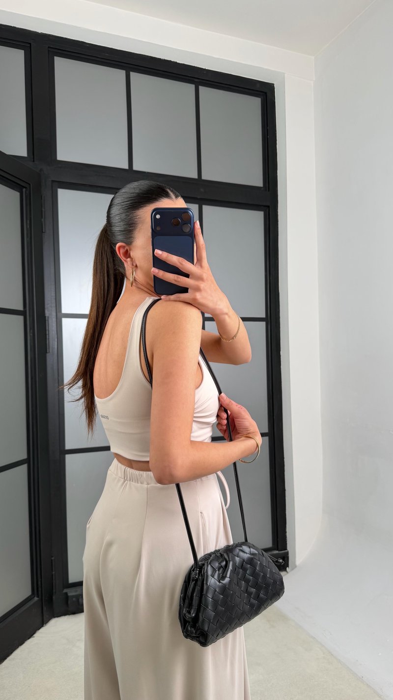Bej OYS Model Pedli  Crop Beli Lastikli Pantolon İkili Takım GAUS-01441