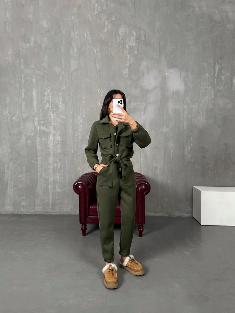 Nuga Haki Kuşaklı Şardonlu Tulum