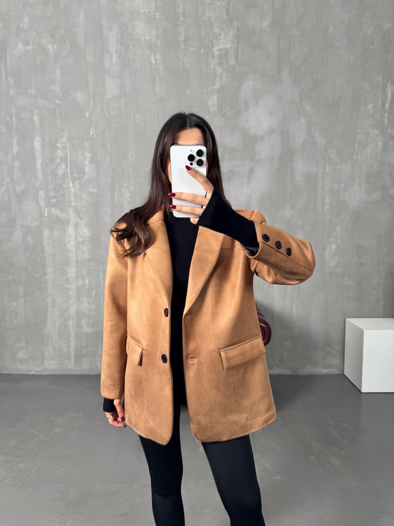 Berta Camel Astarlı Süet Ceket