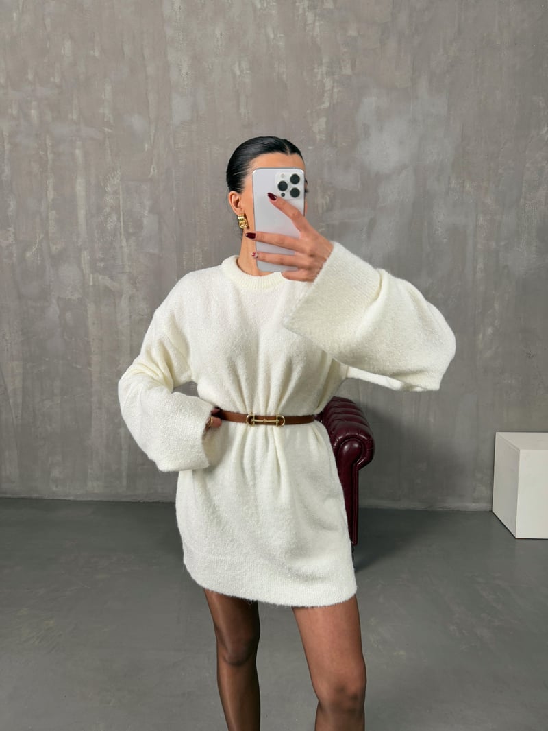 Arow Ekru Triko Oversize Kazak
