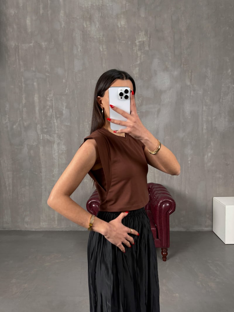 Galo Kahve Bisiklet Yaka Basic Tshirt