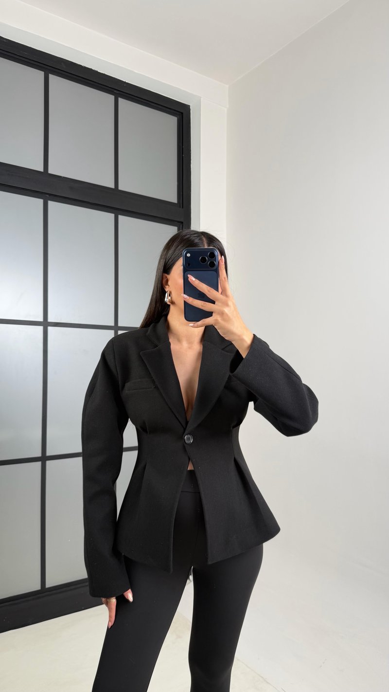 Siyah Astarlı Tasarım Premium Kaşe Ceket GAUS-00773