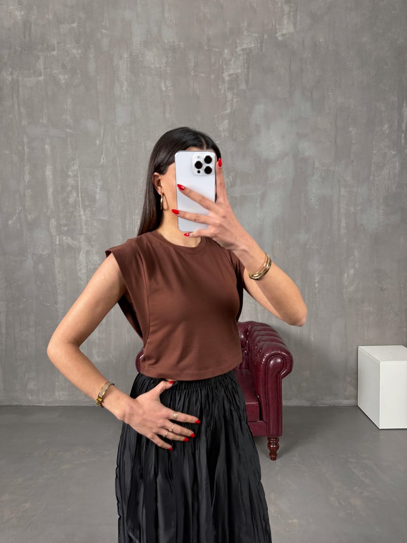 Galo Kahve Bisiklet Yaka Basic Tshirt