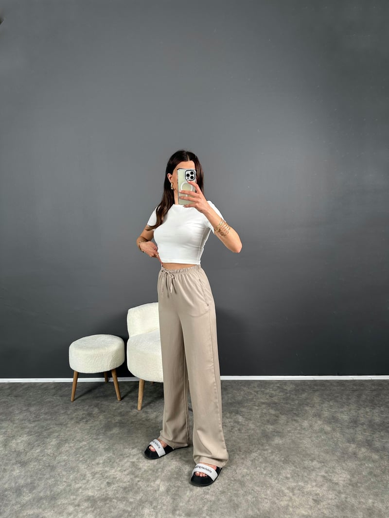 Nia Vizon Keten Beli Lastikli Pantolon