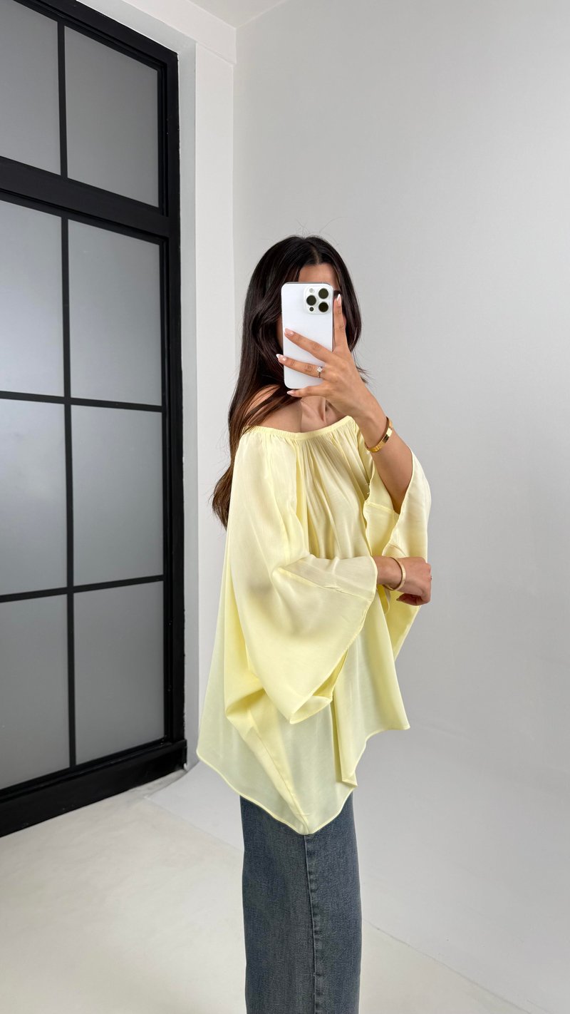 Sarı Yarasa Kol Şifon Bluz Gaus00574