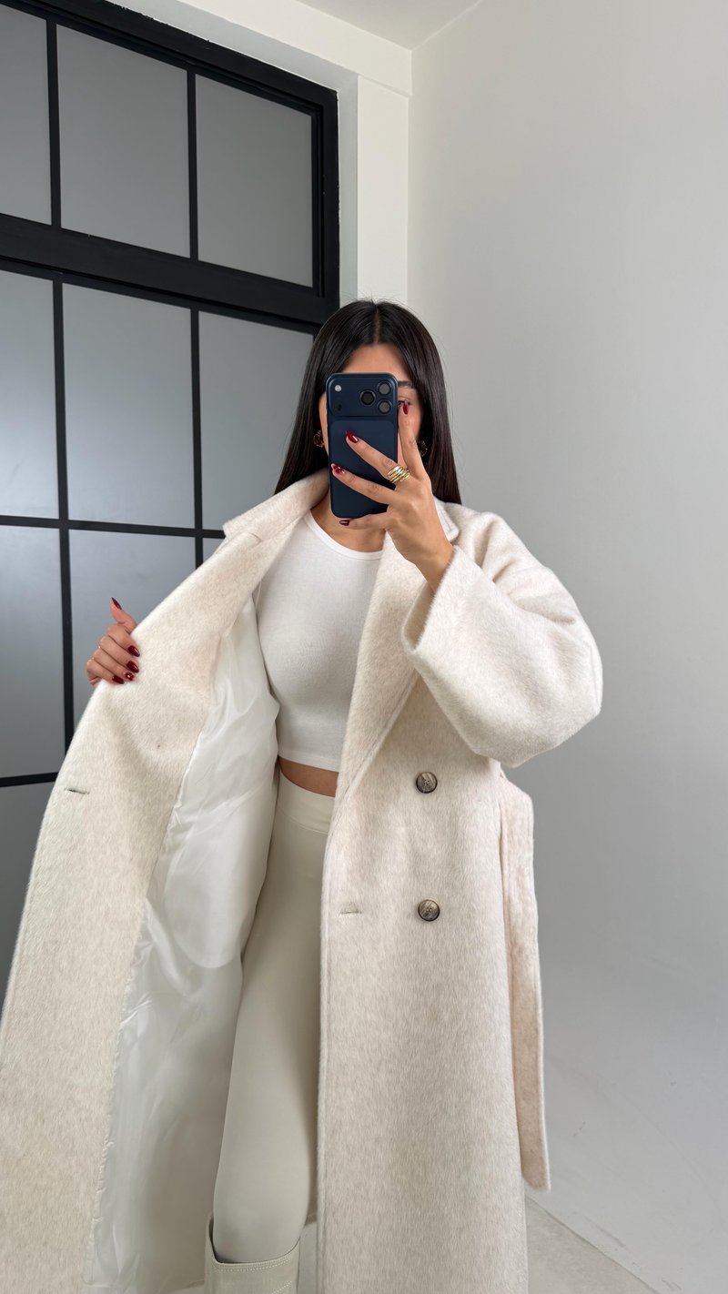 Taş Astarlı Kuşaklı Premium Peluş Kaban GAUS-00565