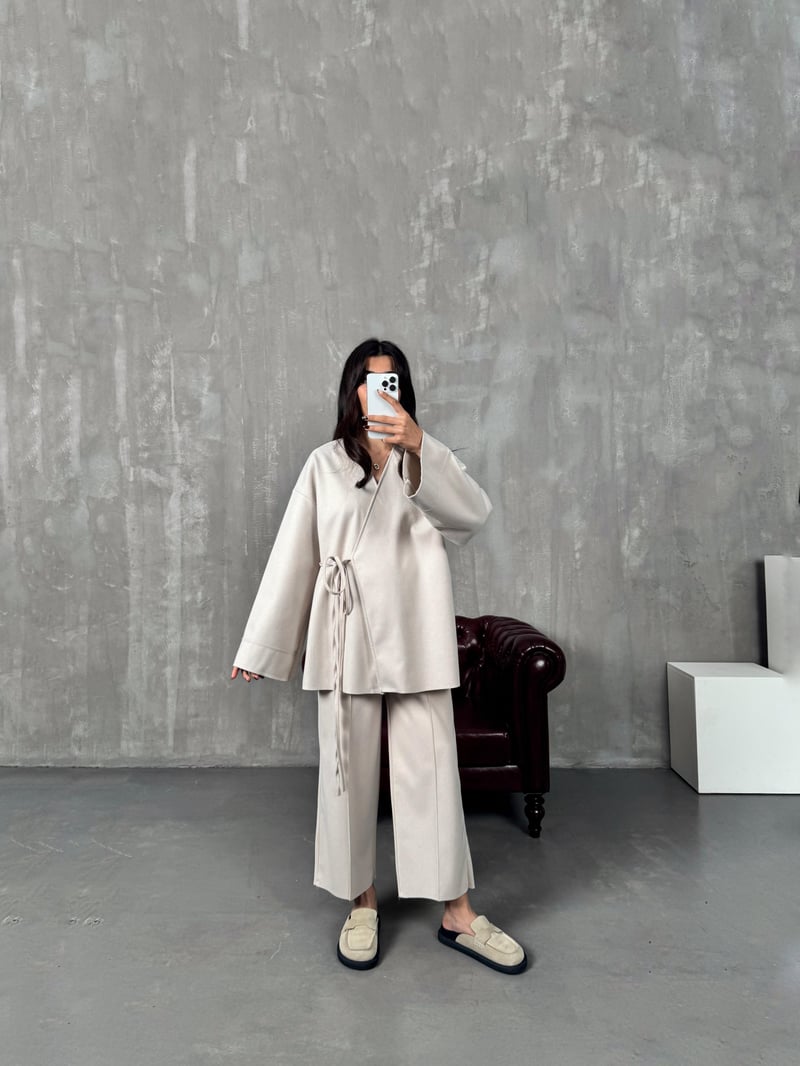 Drex Taş Yumuşak Kaşe Kimono Takım