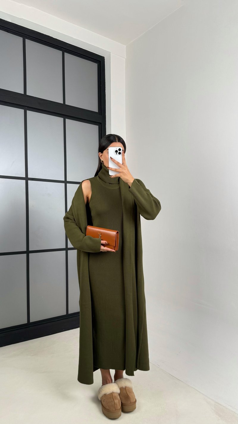 Haki Balıkçı Yaka Triko 2Li Takım GAUS-00211