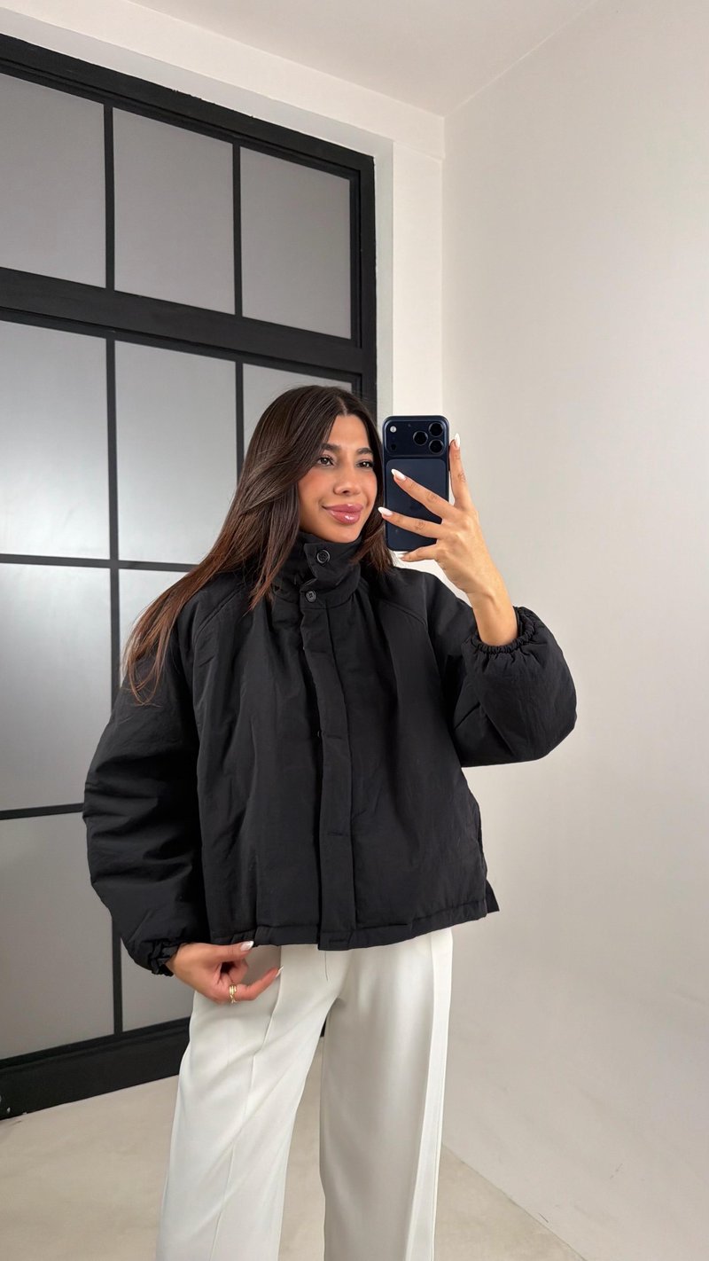 Siyah Oversize Astarlı Şişme Mont GAUS-00611