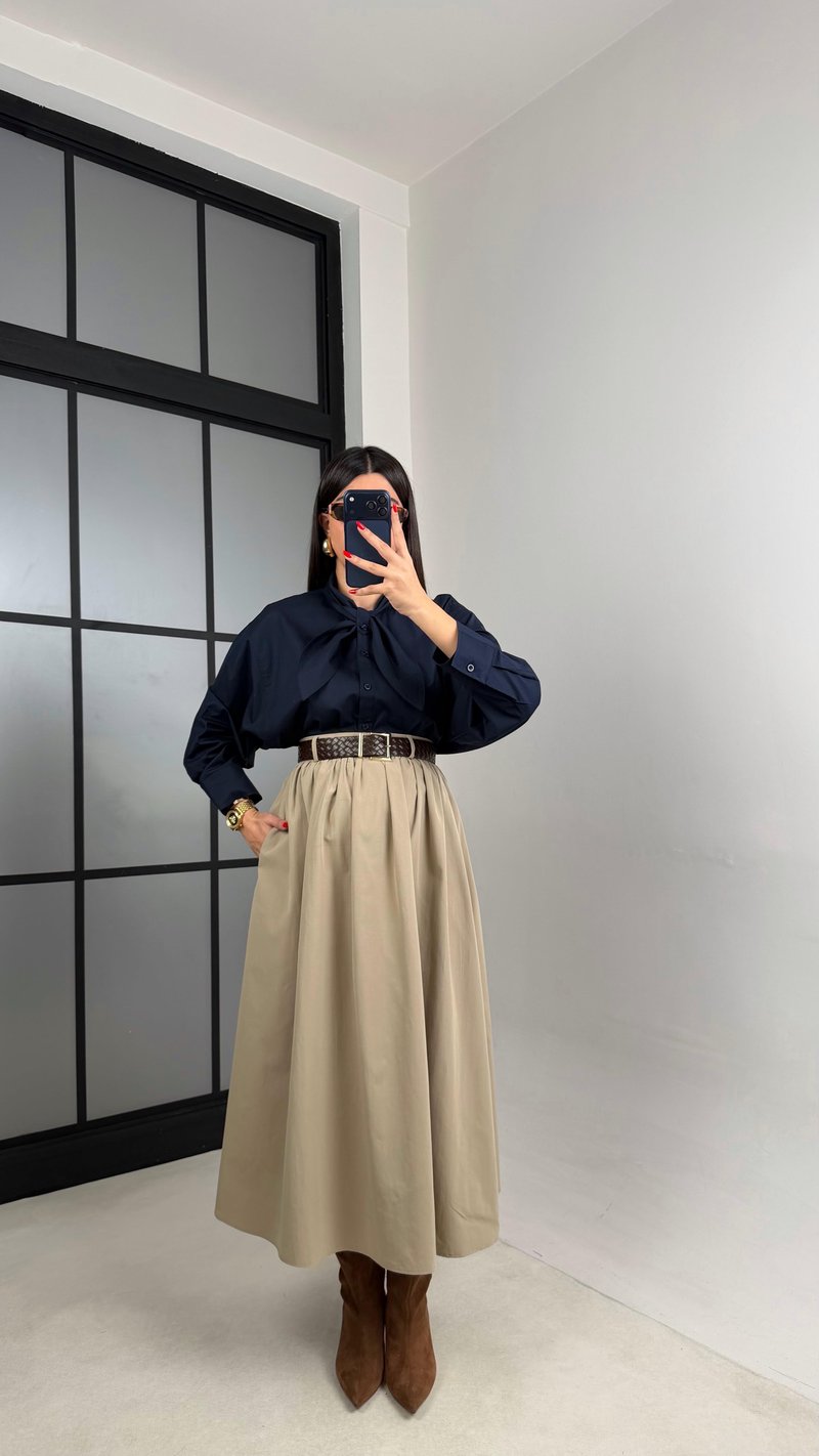 Soft Haki Cepli Kemerli Etek GAUS-00996