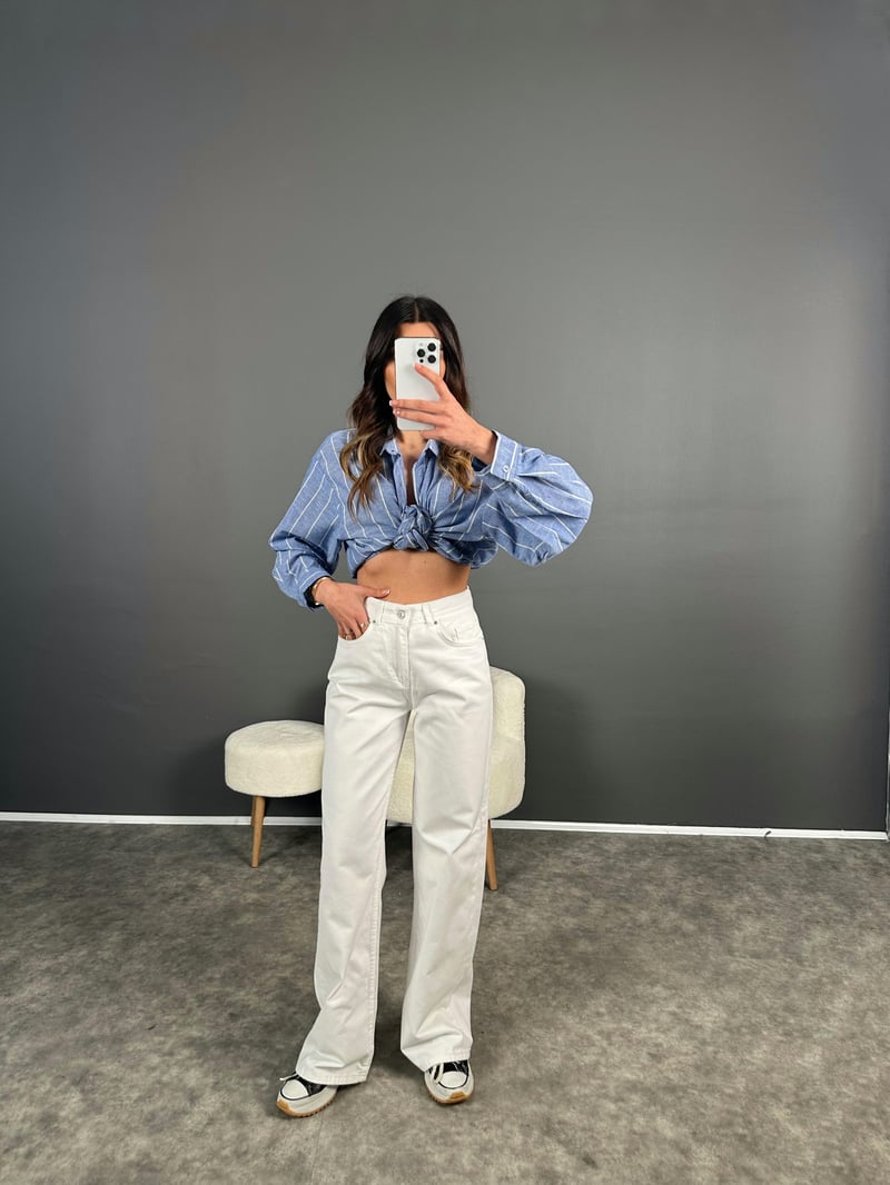 Beyaz Wide Leg Jean