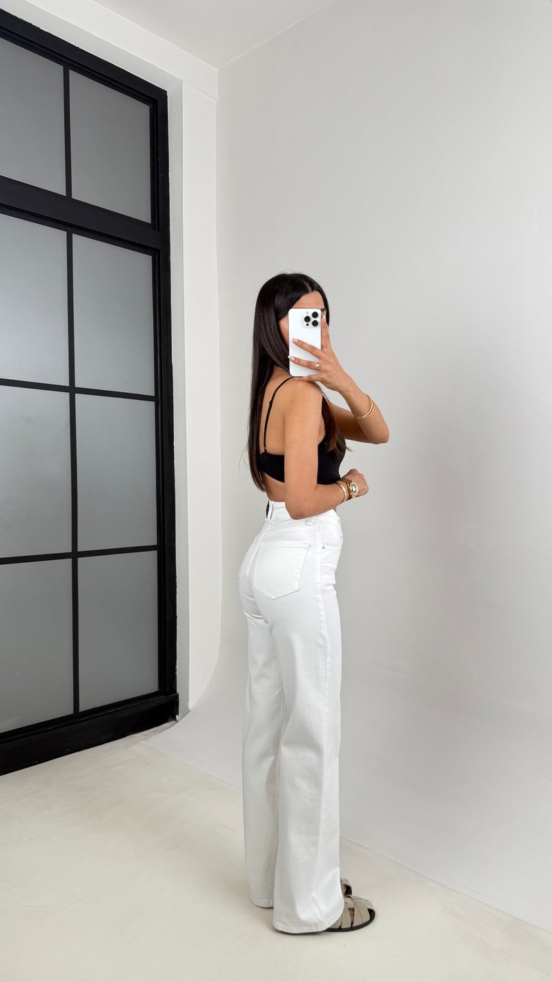 Beyaz Cepli Basic Denim Pantolon Gaus00603