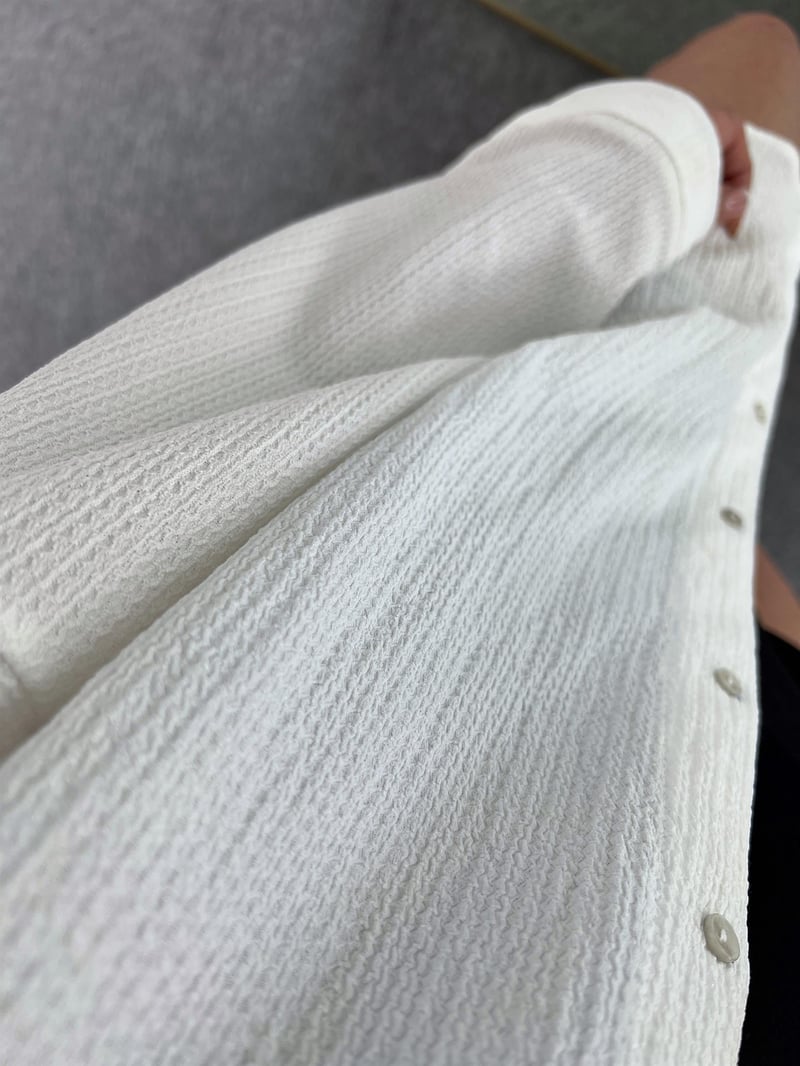 Beyaz Oversize Krinkıl Gömlek 