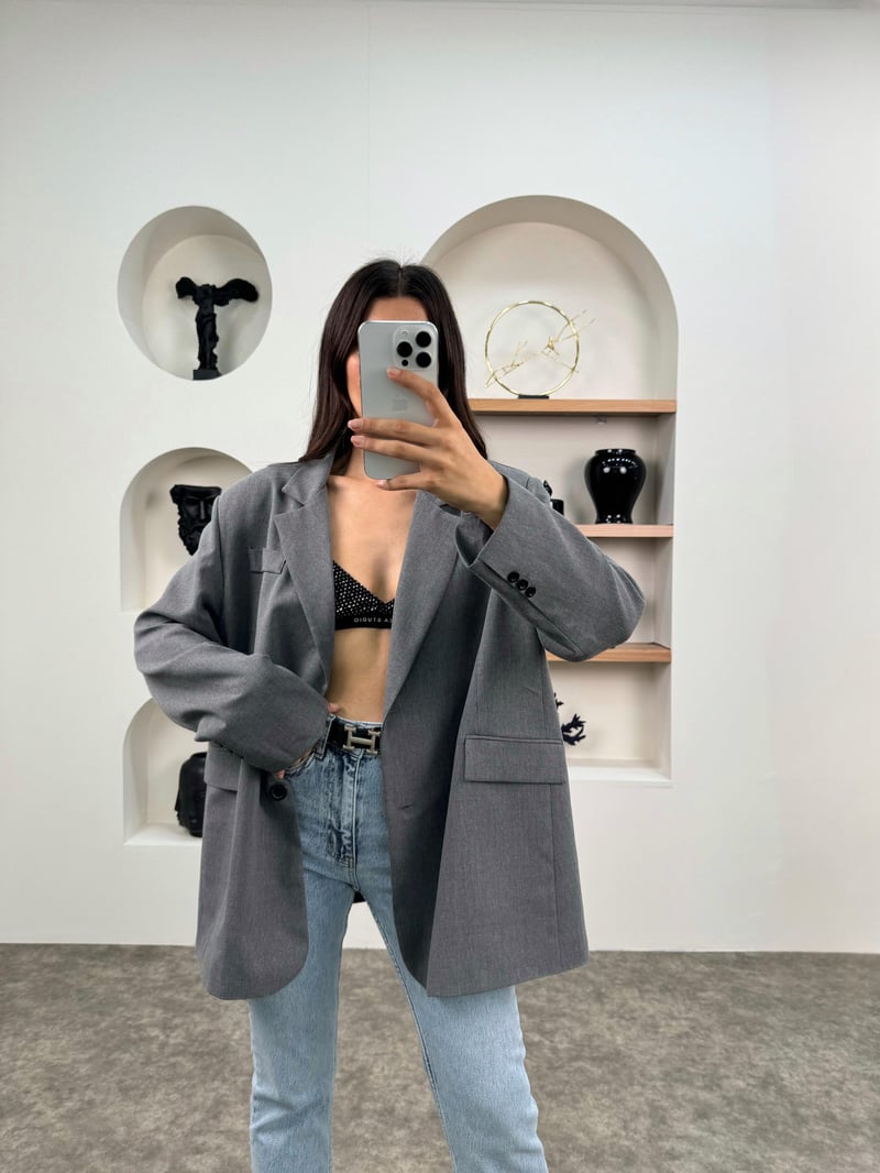 Pecho Antrasit Astarlı Blazer Ceket