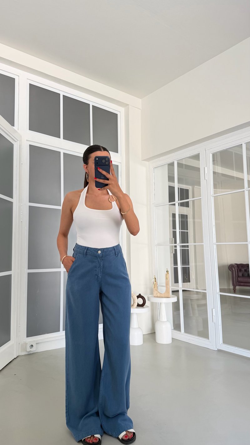 Mavi Yıkamalı Tencel Denim Pantolon GAUS-01786