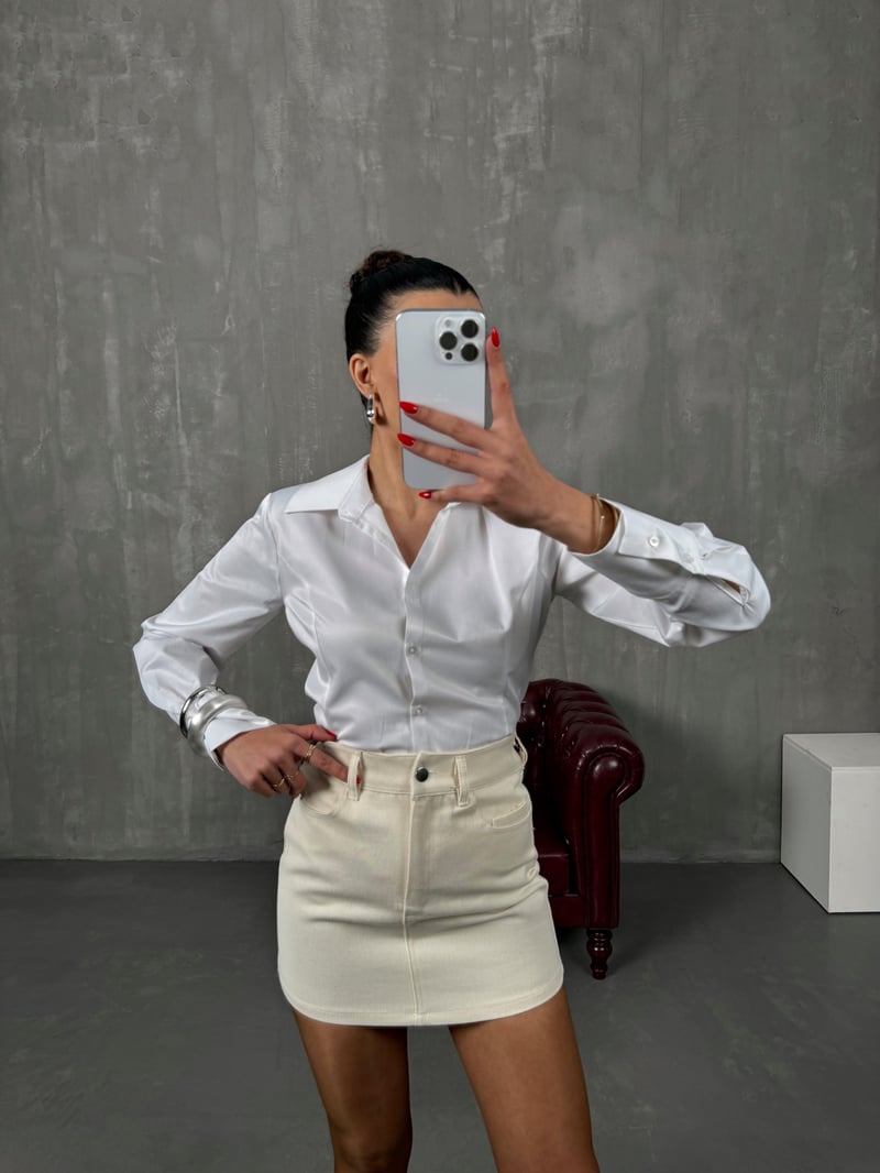 Hapel Ecru Gabardine Skirt 