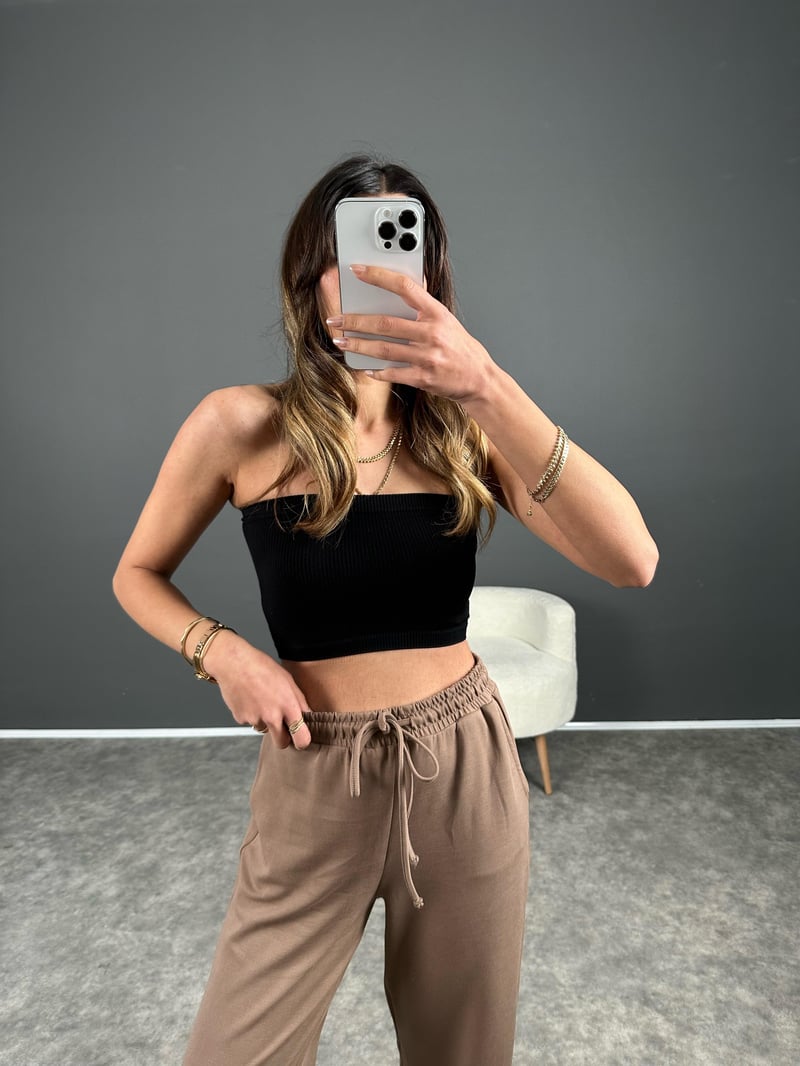 Siyah Straplez Crop