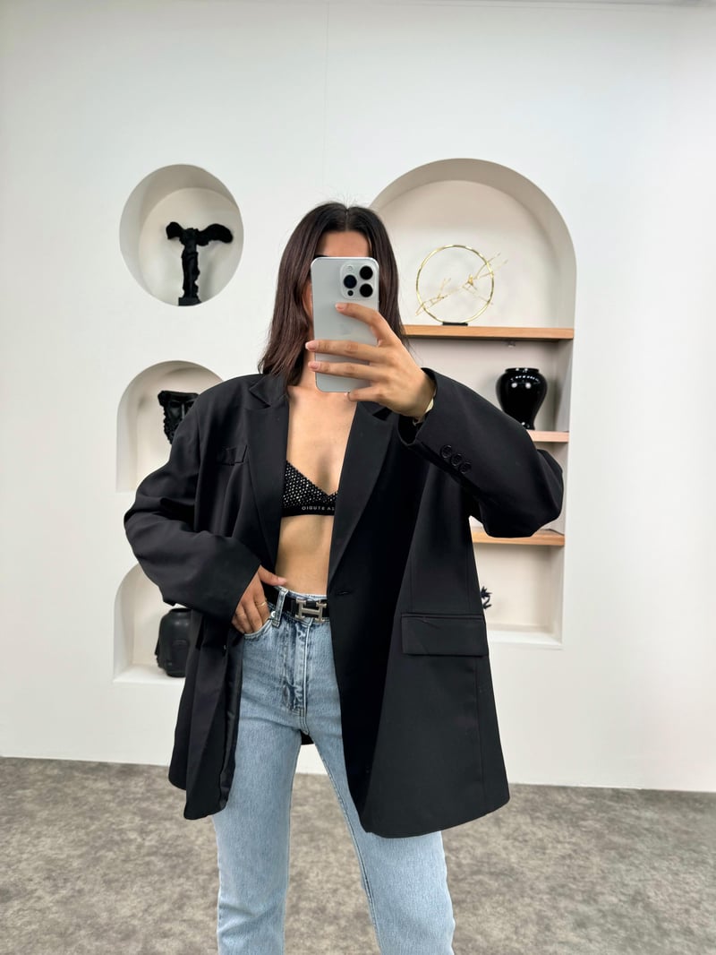 Pecho Siyah Astarlı Blazer Ceket
