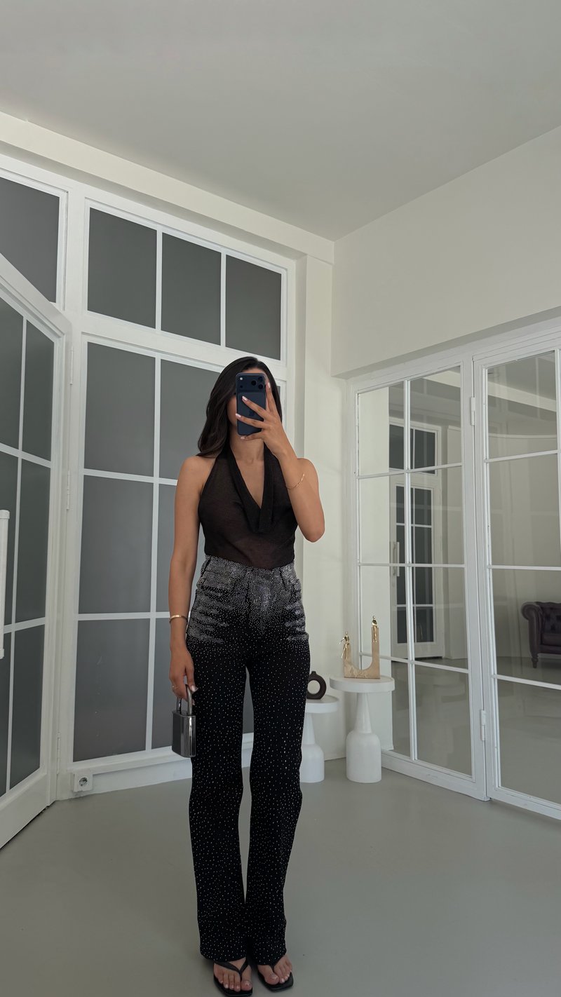 Siyah Taş Detaylı Premium Denim Pantolon GAUS-01794