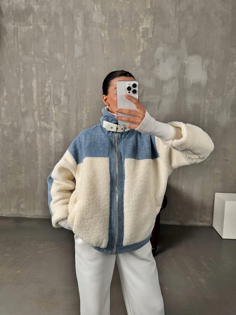 Thedor Denim Peluş Ceket