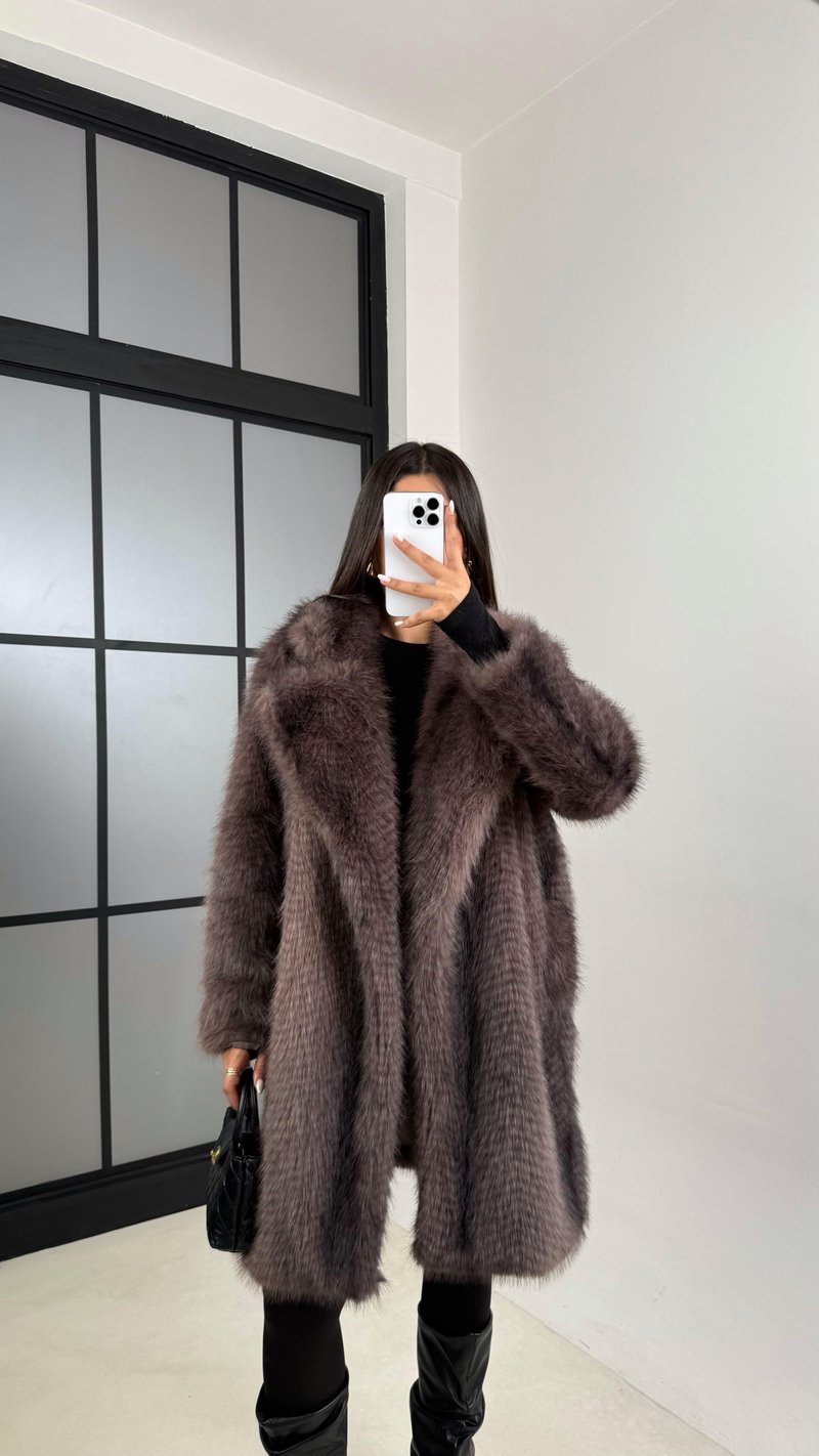 Gri Astarlı Midi Boy Premium Kürk GAUS-00504