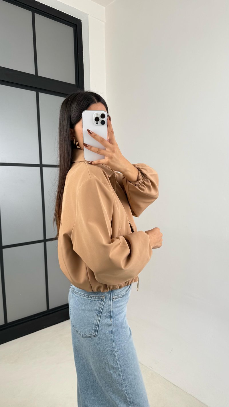 Camel Astarlı Cepli Duble Kumaş Bomber Ceket GAUS-00155