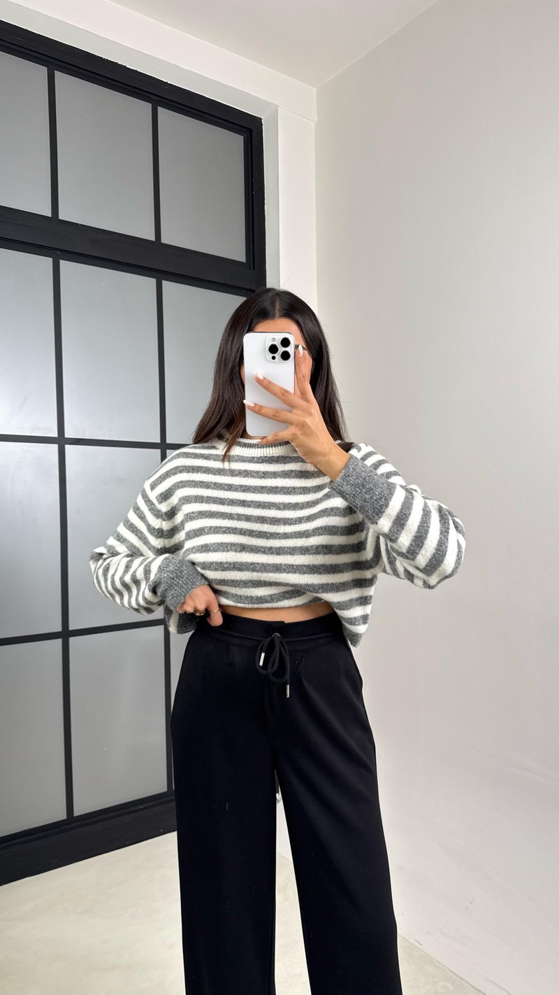 Siyah Kuşaklı Cepli Modal Kumaş Pantolon GAUS-00539