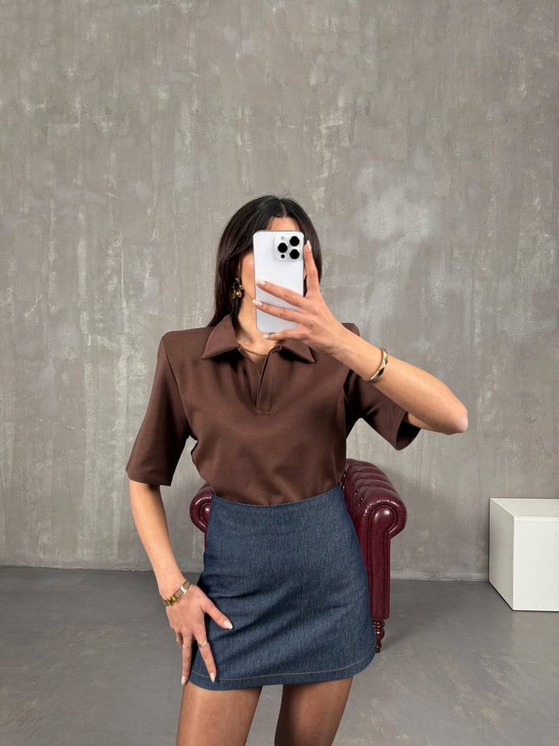 Pola Brown Big Stingray Polo Collar Tshirt