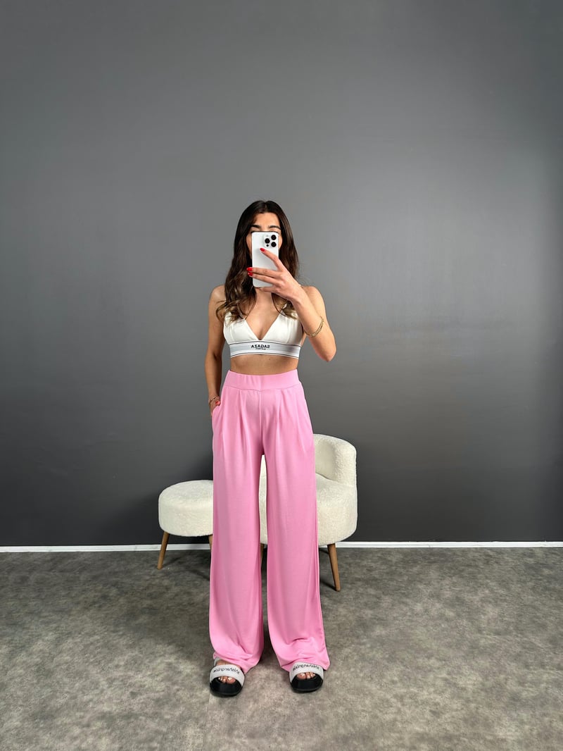 Anja Pembe Pike Modal Kumaş Pantolon 