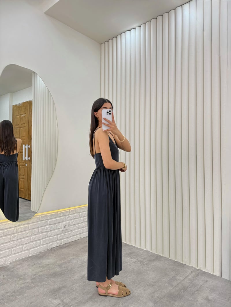 Antrasit Askısı Ayarlanabilir Modal Kumaş Tulum Gaus00331