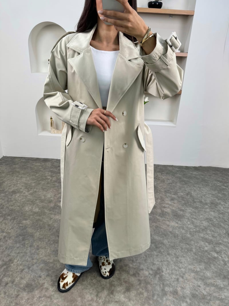 Zaria Taş Kemerli Astarsız Trençkot