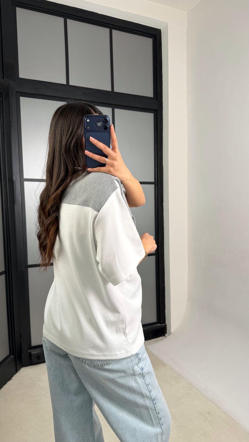 Gri Şal Detaylı Basic Tshirt GAUS-01192