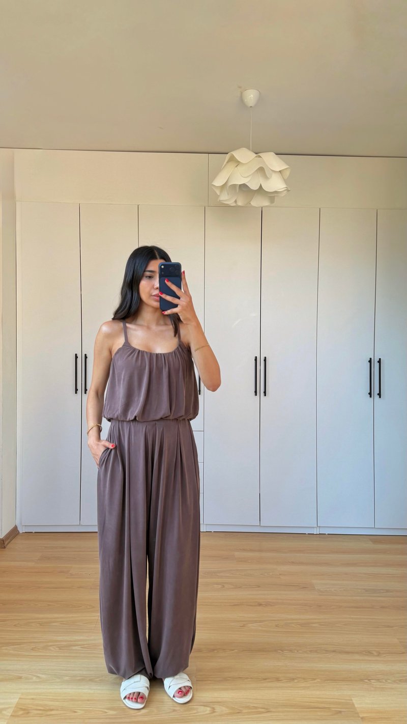 Kahve OYS Model Crop Üst Pantolon İkili Modal Kumaş Takım GAUS-01602
