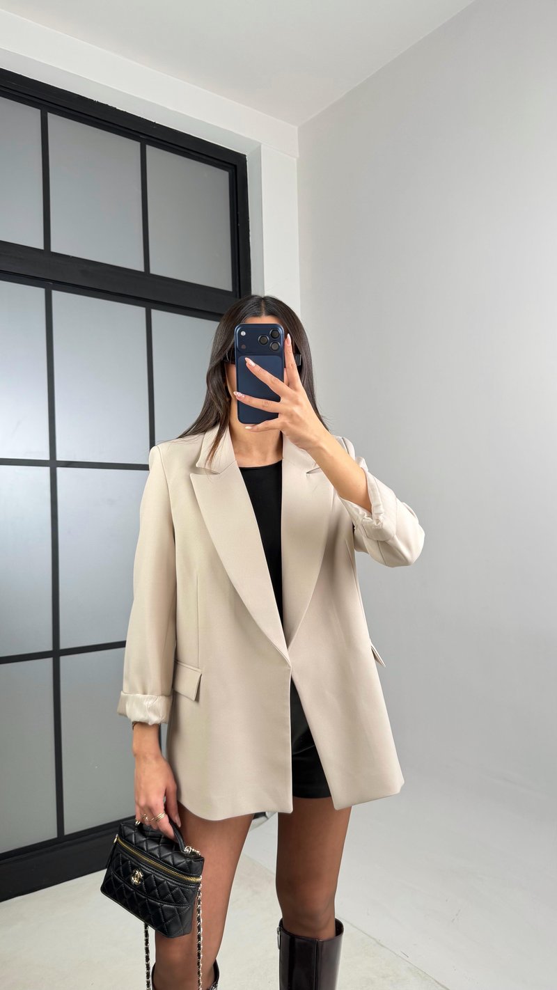 Taş Astarlı Vatkalı Cep Detaylı Blazer Ceket GAUS-00850