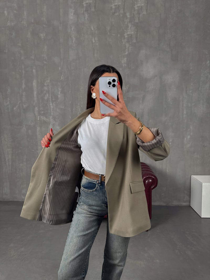 Vena Haki Astarlı Vatkalı Blazer Ceket