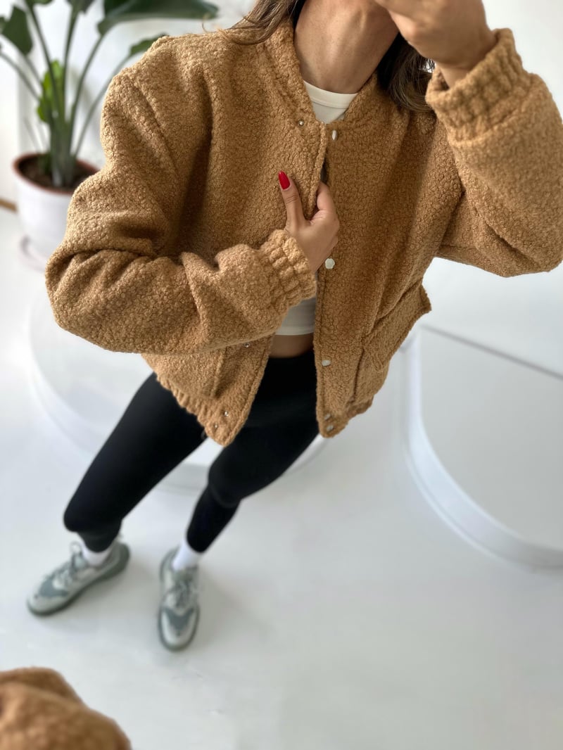 Camel Buklet Teddy Bomber Ceket