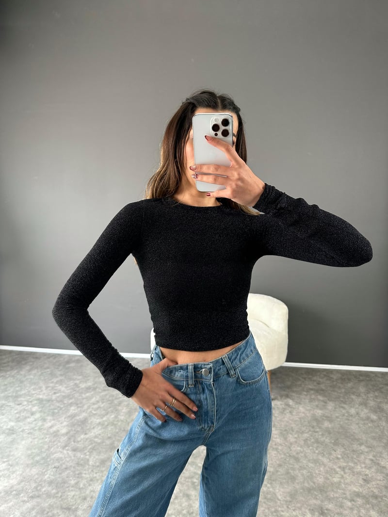 Siyah Simli Crop