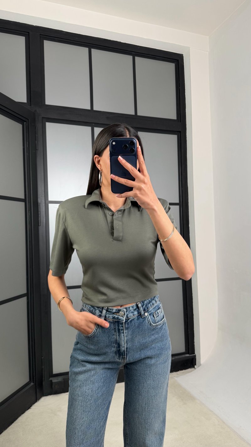 Yeşil Vatkalı Polo Yaka Tshirt GAUS-01419