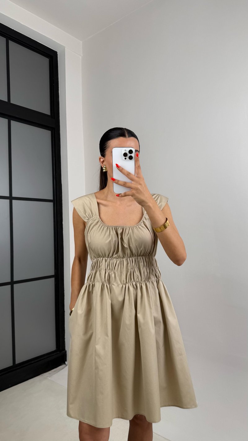 Vizon Gipe Detaylı Mini Poplin Elbise GAUS-0033