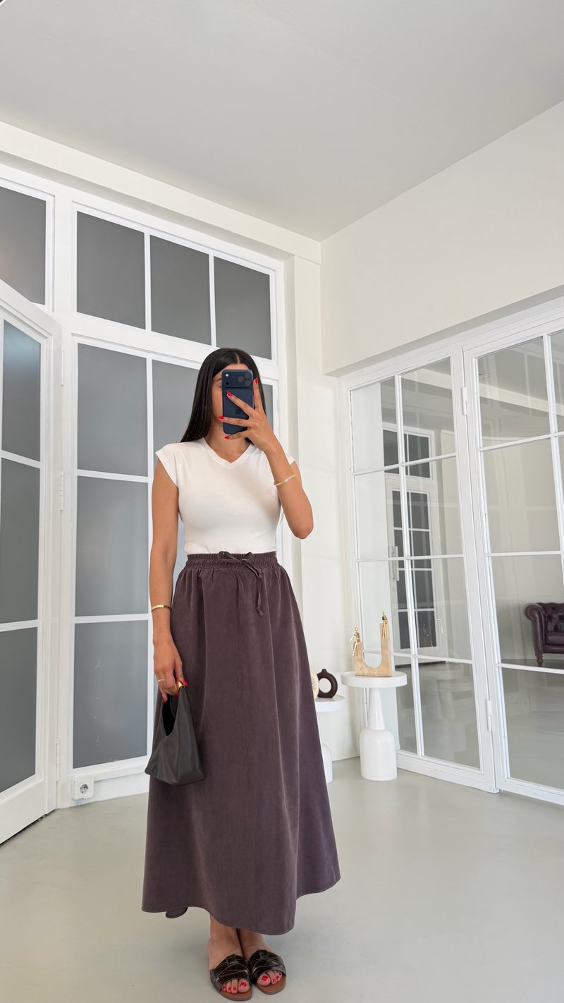 Kahve MD Muadil Tencel Etek GAUS-01847