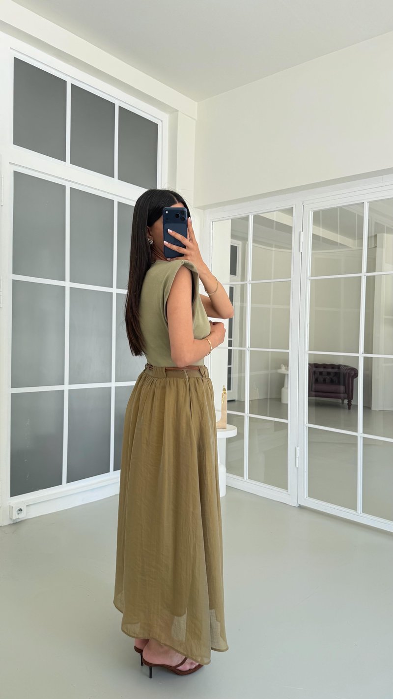 Yeşil TWST Model Kemerli Elbise GAUS-01697