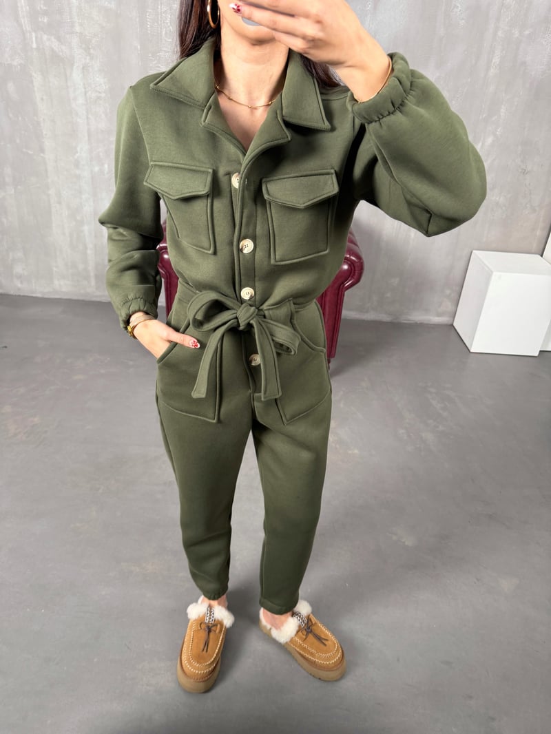 Nuga Haki Kuşaklı Şardonlu Tulum