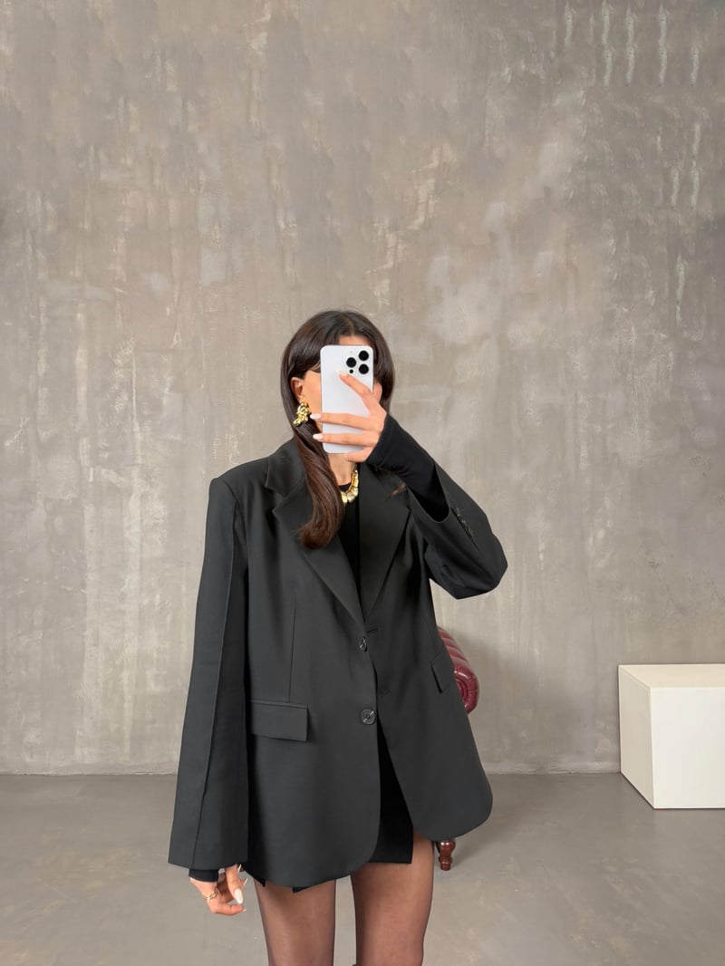 Lenora Siyah Astarlı Blazer Ceket