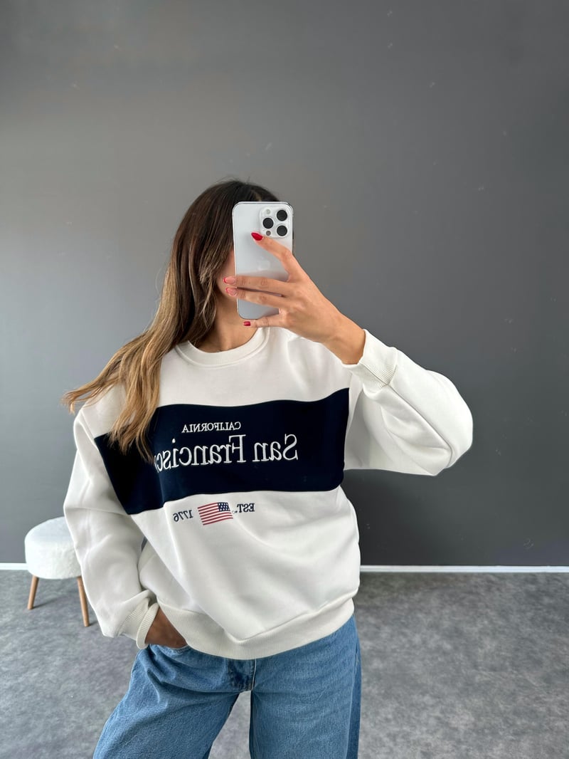 Francisco Beyaz Şarodnlu Sweatshirt